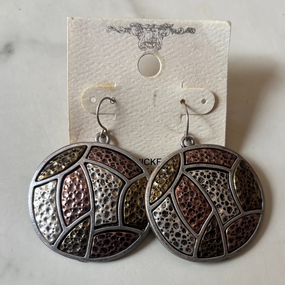 Multi-Tone Disc Drop Earrings